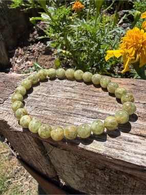 Green Garnet Gemstone Statement Bead Bracelet